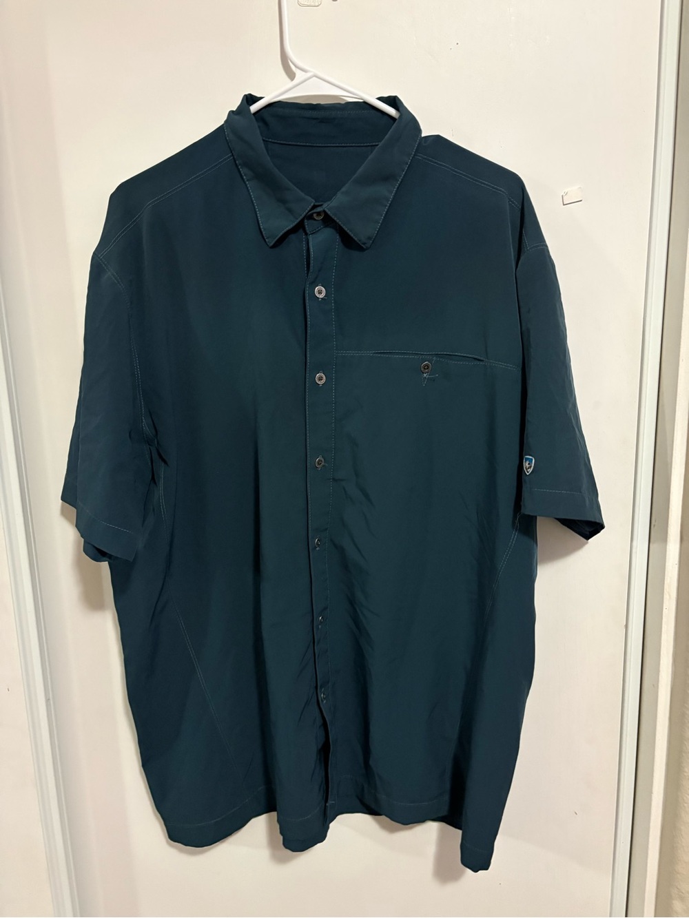 Kuhl Renegade Shirt Mens XL Blue Tufflex Short Sleeve Button Up Outdoor Pocket